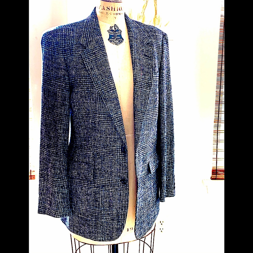 100% silk plaid herringbone Blazer
